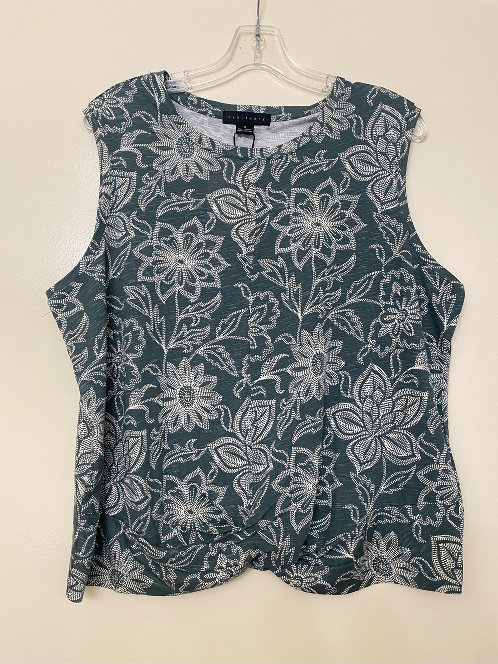 Teal Green Floral Sleeveless Top